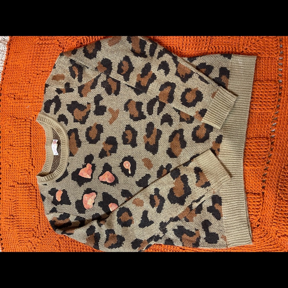 Leopard print sweater with sequin detailing